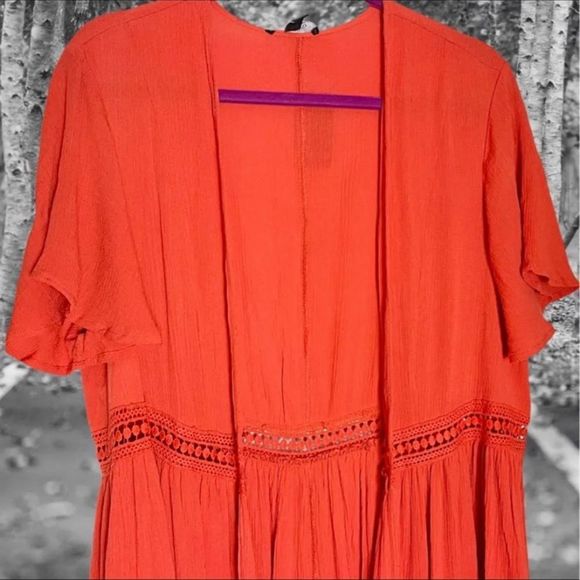 TORRID ORANGE GAUZE CROCHET DUSTER KIMONO Size 2 2XL 18/20 & 0 Large 12 NWT - Picture 11 of 12